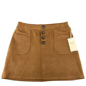 Blāshe Faux Suede Mini Skirt XL Brown A Line NWT Boho Festival Western Hippie